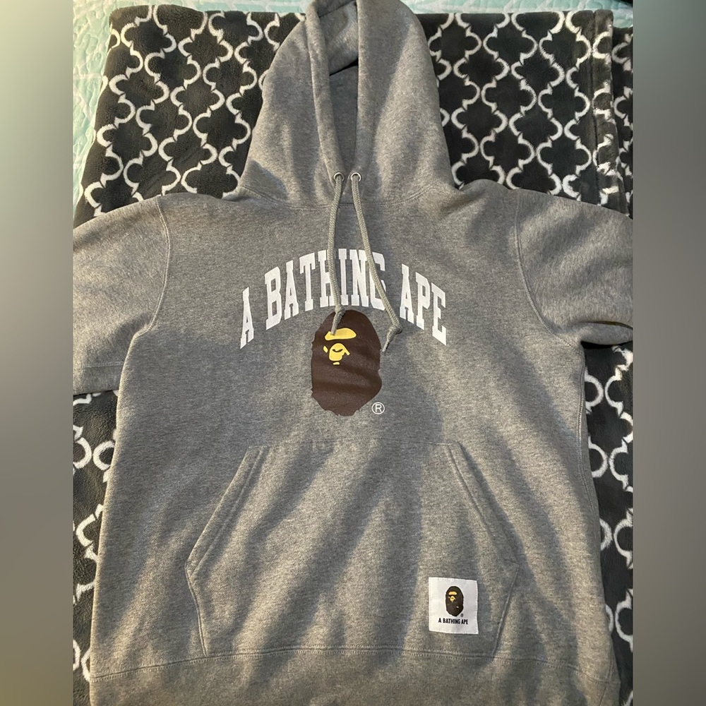 Grey Bathing ape college hoodie